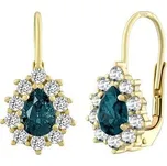 Zlaté visací náušnice slzičky s přírodním modrým topazem a Brilliance Zirconia SILVEGO31866Y