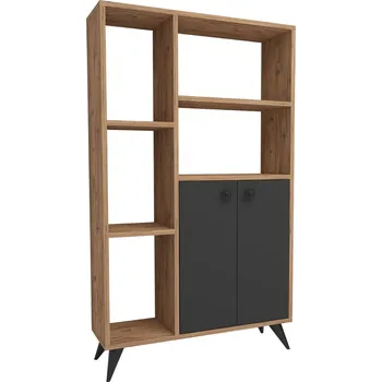 Knihovna Stylová THIVA knihovna s antracitovou skříňkou, borovice Atlantic, 135 cm