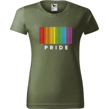 Dámské tričko Dámské tričko s potiskem Pride pruhy Barva trička: Khaki - 09, Velikost: XS