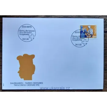Poštovní známka ŠVÝCARSKO FDC 1463, člověk a povolání, r. 1992