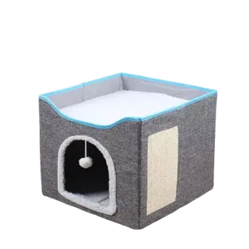 Pelíšek pro kočku Domeček pro kočky 41x41cm šedý (KC41S)
