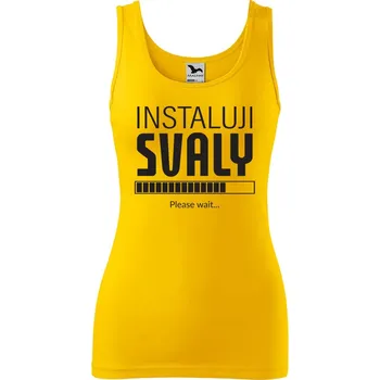 Dámské tílko s potiskem Instaluji svaly Velikost: L, Barva: Žlutá