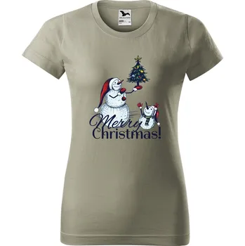 Dámské tričko Merry christmas Barva trička: Světlá khaki - 28, Velikost: L