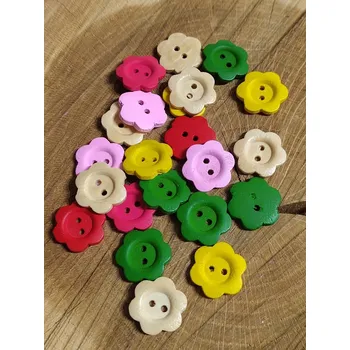 Knoflík Dřevěný dekorační knoflík květ mix 10 ks