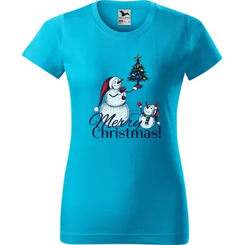 Dámské tričko Dámské tričko Merry christmas Barva trička: Tyrkysová - 44, Velikost: 2XL
