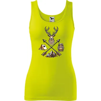 Dámské tílko s potiskem Jelen a šípy Velikost: S, Barva: Limetková