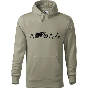 Pánská mikina Pánská mikina s potiskem Tep motorka Velikost (muž): 2XL, Vyberte barvu: Světlá khaki