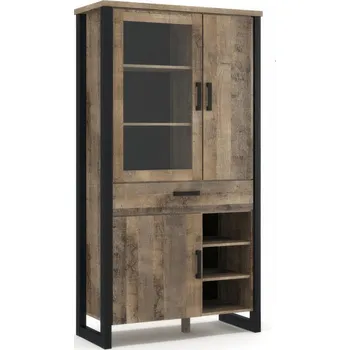 Komoda Široká vitrína BARDARO 2D1S1W dub grange/černá