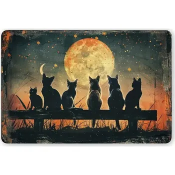 Plechová cedule BAF RETRO plechová cedule 2D - KOČKY S MĚSÍCEM 30 X 20 cm