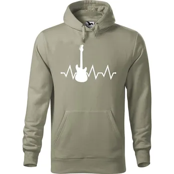 Pánská mikina Pánská mikina s potiskem Tep kytara Velikost (muž): M, Vyberte barvu: Světlá khaki
