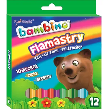 BROKÁTOVÉ FIXY sada 12 barev BAMBINO POPISOVAČE s RAZÍTKY školní