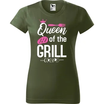 Dámské tričko Dámské tričko s potiskem Queen of the grill Barva trička: Khaki - 09, Velikost: XL