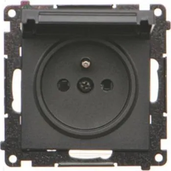 Elektrická zásuvka Zásuvka 250 V Simon 55 IP44 s clonkami modul černá matná