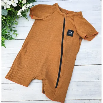 Kojenecký overall Kulišárny Mušelínový letní overal s krátkým rukávem BRONZ VELIKOST: 86