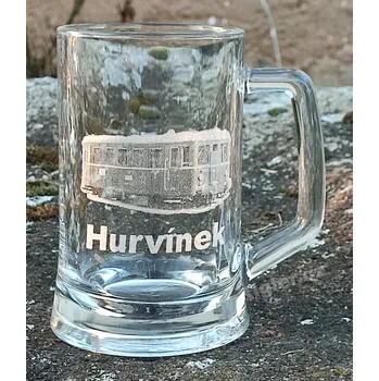 Sklenice Půllitr s vlakem Hurvínek - S krabičkou a podtáckem S krabičkou a podtáckem