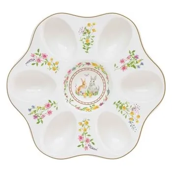 Velikonoční dekorace Porcelánový tácek na velikonoční vajíčka Happy Easter