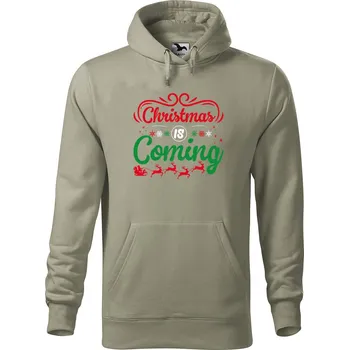 Pánská mikina Pánská mikina s potiskem Christmas coming Velikost (muž): 2XL, Vyberte barvu: Světlá khaki
