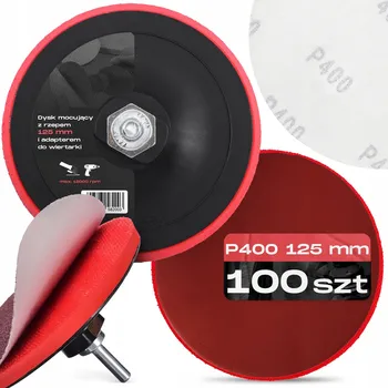 Brusný kotouč 100x BRUSNÉ KOTOUČE Brusný Papír 125mm P400 Držák LEŠTICÍ KOTOUČ Suchý Zip M14