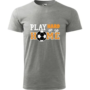 Pánské tričko Pánské tričko s potiskem Play hard Velikost: L, Barva trička: Tmavě šedý melír