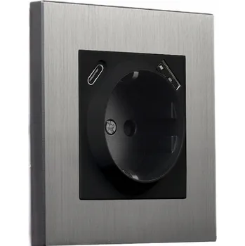 Elektrická zásuvka Stříbrná USB Elektrická Zásuvka Alkri-Light