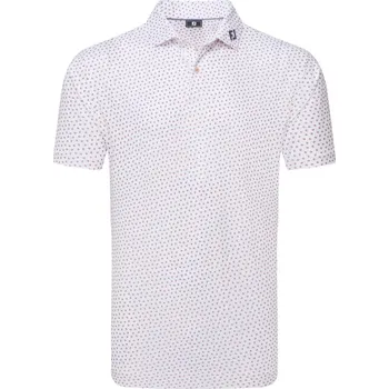 FootJoy Bounce Print Pique pánské polo, white/hibiscus pánské, M