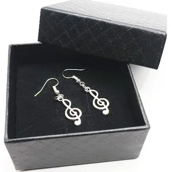 Náušnice houslový klíč v černé dárkové krabičce