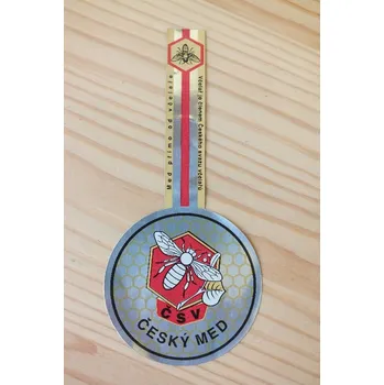 Samolepící etiketa na víčko - Český med (stříbrná etiketa)