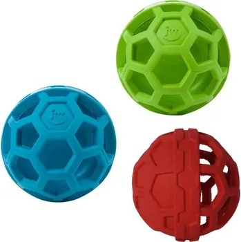 Hračka pro psa JW Hol-EE Treat-n-Squeak pískací děrovaný míč Barva: Červená