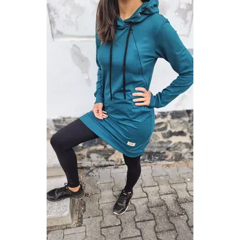 Těhotenská mikina Kulišárny Mikinošaty TEAL kojicí VELIKOST: 40