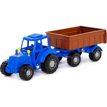autíčko Traktor Mistr, s přívěsem č1 (modrý) 45cm