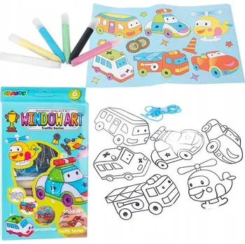 kreativní sada KREATIVNÍ UMĚLECKÁ SADA PRO DĚTI MALOVÁNÍ VITRÁŽÍ AUTA VOZIDLA