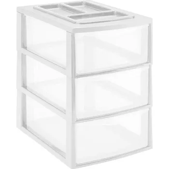 Úložný box HEIDRUN Pořadač A4 3 šuplíky bílý