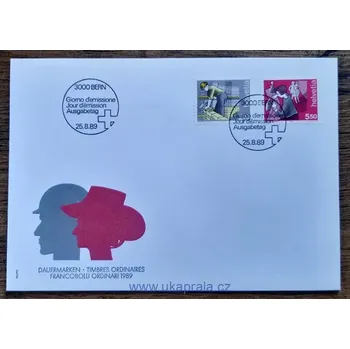 Sběratelství ŠVÝCARSKO FDC 1402/3, člověk a povolání, r. 1989