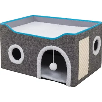 Pelíšek pro kočku Domeček pro kočky 60x40x34cm šedý (KC60SM)