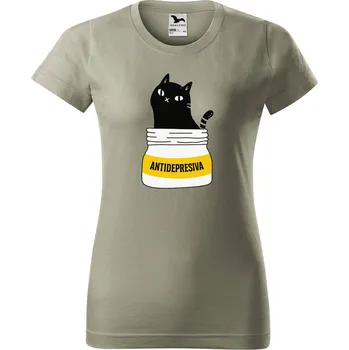 Dámské tričko Dámské tričko s potiskem Antidepresiva Barva trička: Světlá khaki - 28, Velikost: 2XL