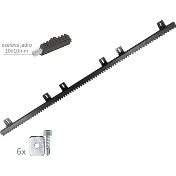 příslušenství k bráně Hřeben s HORNÍM uchytem, nylon-kov 27 x 18 mm, L-1000 mm, max do 600 kg, 6x horní úchyt, kovové jádro 10x10 mm