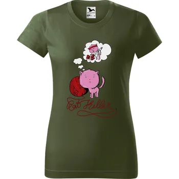 Dámské tričko Dámské tričko Kočičí sen Barva trička: Khaki - 09, Velikost: M