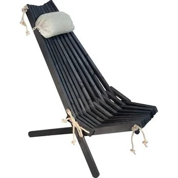 EcoFurn Lilli Dřevěné zahradní skládací křeslo s polštářem, olše, černý olej