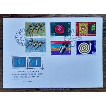 Poštovní známka ŠVÝCARSKO FDC 940/5, výročí, r. 1971