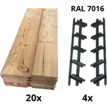 Zahradní altán SAMKIT SET antracit - 1400*2000mm (20ks modřínových desek a 4x samkit)
