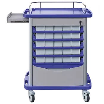 OVM DOUBLE - 09, oboustranný zdravotnický vozík, 11-ti zásuvkový, modrá/šedá