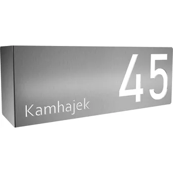 Domovní cedule Domovní číslo tabulka nerezová 16a Velikost: 10 x 24 x 7(ohyb) cm (M), Odstín: Nerezová ocel - Broušeno, Ohyb: Na levé straně od čísla