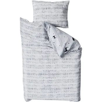 Povlečení TEXTILOMANIE Bavlněné povlečení SOBI A STROMKY bílé 70 × 90 cm / 140 × 220 cm