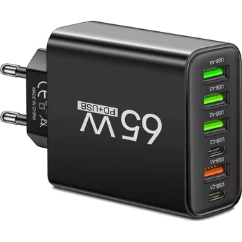 Cestovní adaptér Rychlonabíjecí adaptér 65W 6v1