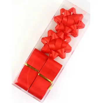 Stuha Pro Háčkování Sada stuhy a mašle jednobarevné 4 ks červená