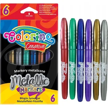 METALICKÉ FIXY 6 barev Bezpečné COLORINO Creative ZAJÍMAVÉ