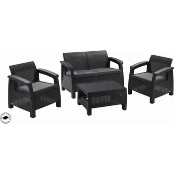 Zahradní sestava Zahradní nábytek Keter Corfu set dvousedačka + dvě křesla + stůl grafitový