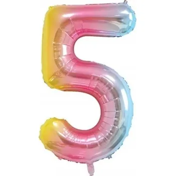Balónek ČÍSLICE 5 BALÓNEK PĚT BAREVNÝ FÓLIOVÝ VE TVARU ČÍSLICE NAROZENINY OSLAVA 1m