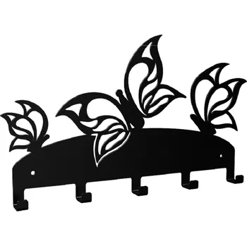 Věšák Nerezový věšák na klíče Motýli antracit - doprodej