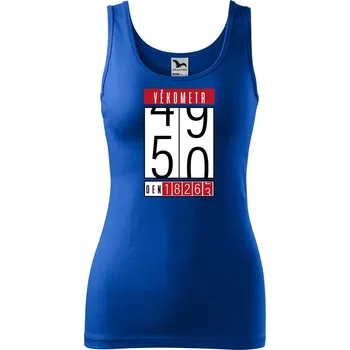 Dámské tílko s potiskem Věkometr 50 Velikost: XS, Barva: Královsky modrá